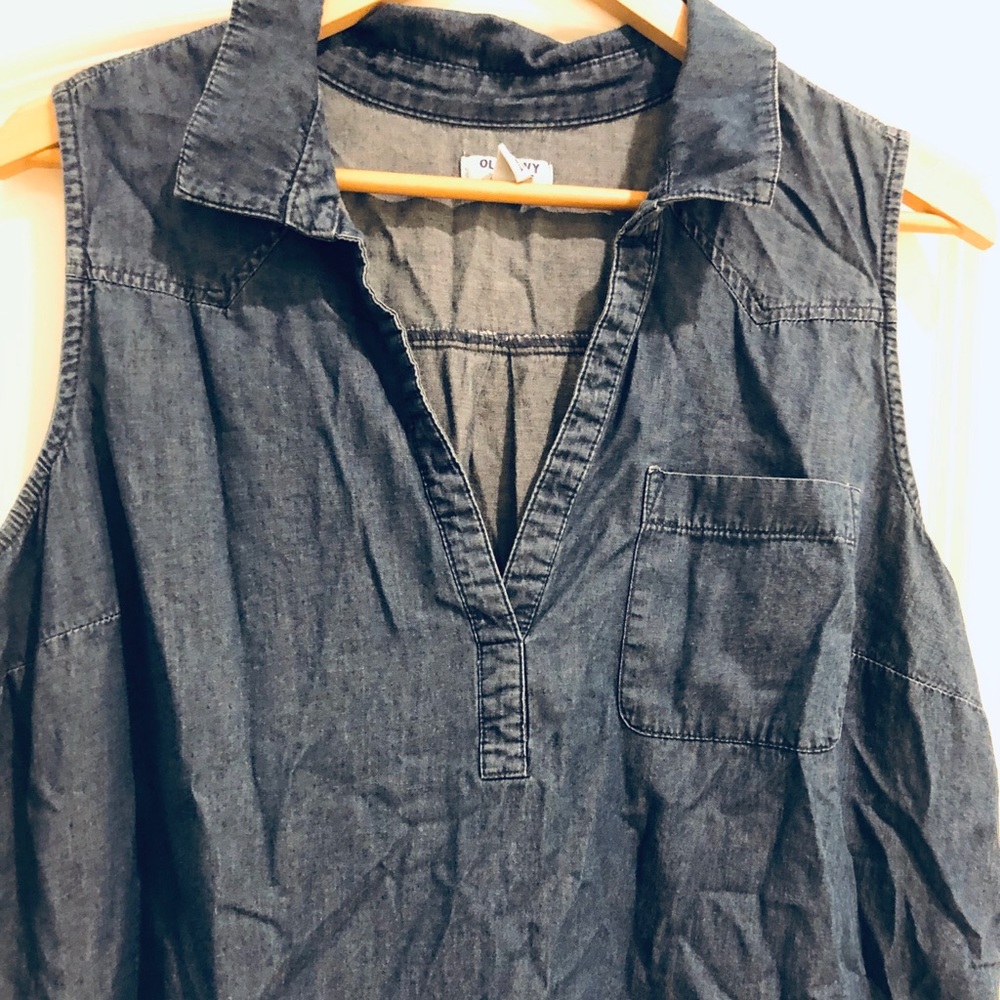 Sleeveless Chambray Dress